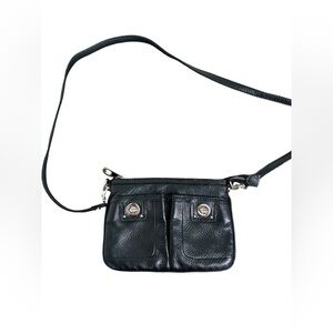 Pelle Studio Black Leather Crossbody Bag with Front Pockets